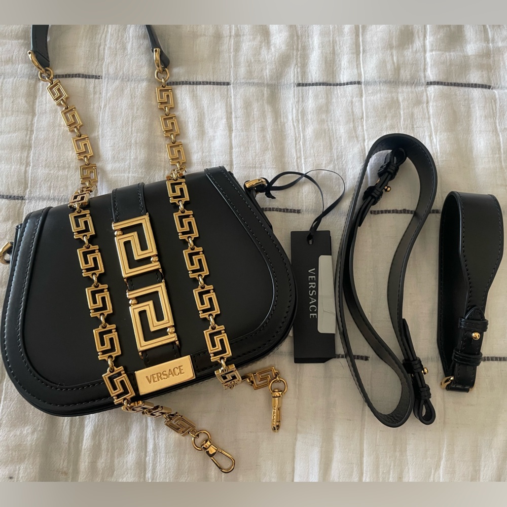 Versace Greca Goddess Leather Bag (3)Detachable Strap Crossbdy/Shoulder/Wristlet